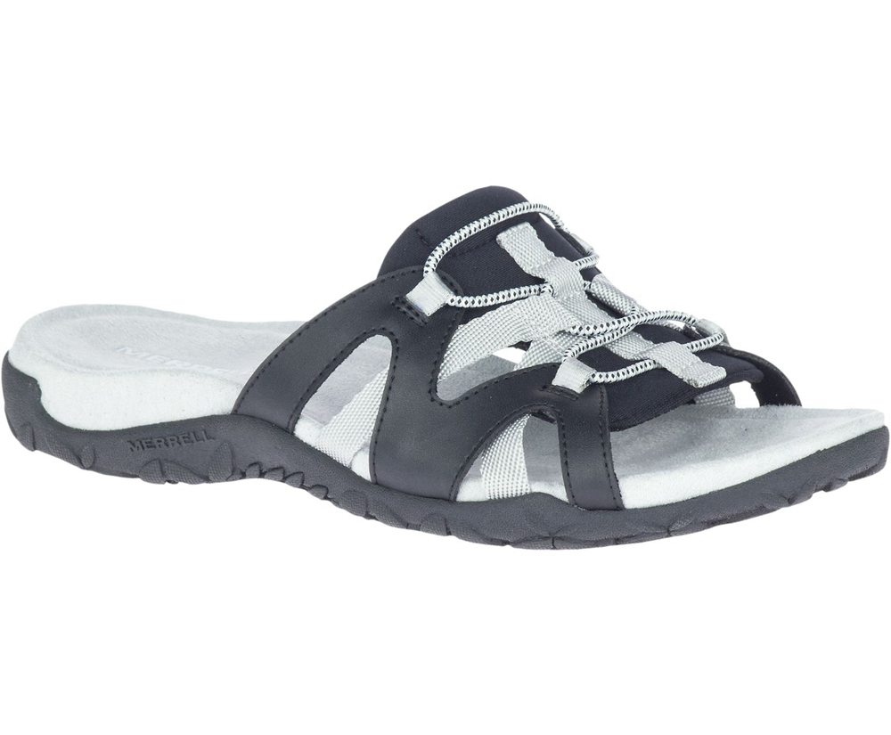Merrell Sandals White/Black - Terran Cage Slide - Womens 71AWUQDKZ